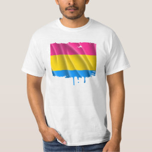 CAMISETA DESIGN ONDULADO DA BANDEIRA PANSEXUAL DO ORGULHO