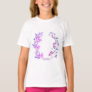 Camiseta Design original de flores e ramos roxos