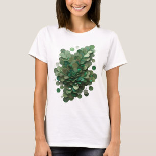 Camiseta Design Ousado Círculos Verdes Esmeralda Iridescent