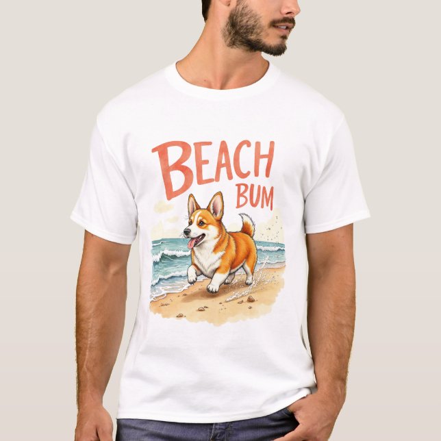 Camiseta Design Ousado Corgi Beach Bum (Frente)