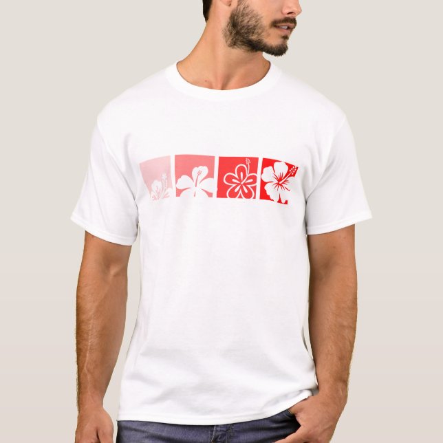 Camiseta Design pastel do hibiscus vermelho (Frente)