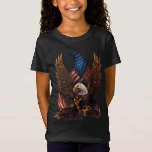 Camiseta Design Patriótica Americana Com Águia E Bandeira