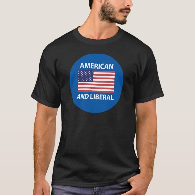 Camiseta Design patriótico americano E liberal da bandeira (Frente)