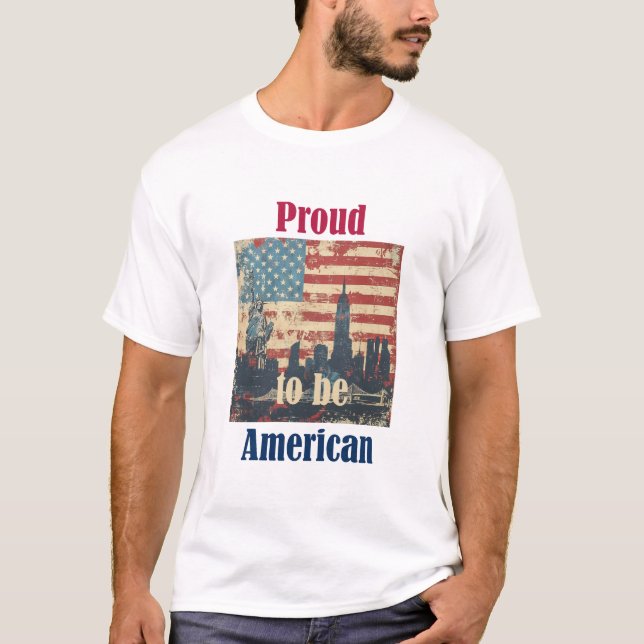 Camiseta Design Patriótico Americano Vintage (Frente)