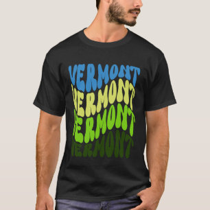 Camiseta Design Patriótico com Texto Ondulado de Vermont