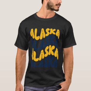 Camiseta Design Patriótico de Texto Ondulado do Alasca
