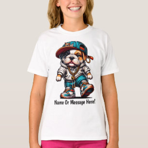 Camiseta Design Personalizado de Rua com Cachorrinho Bulldo