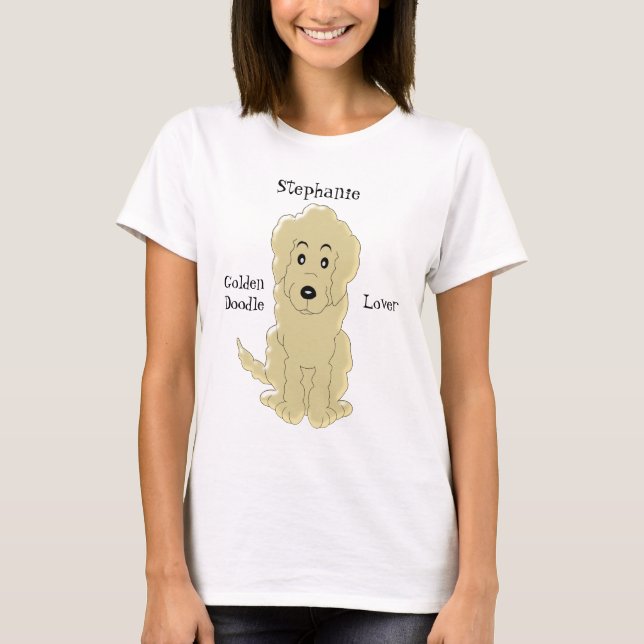 Camiseta Design personalizado do cão de Goldendoodle (Frente)