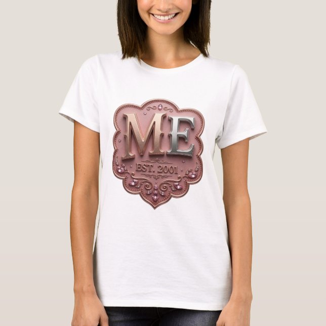 Camiseta Design Personalizado ME EST 2001 Prata Divertido (Frente)
