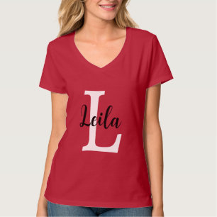 Camiseta Design Personalizado Nome Monograma Script Rosa