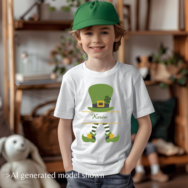 Camiseta Design personalizável do Divisor Leprechaun Hat (Fun Leprechaun Hat Design Customizable Boy T-Shirt)
