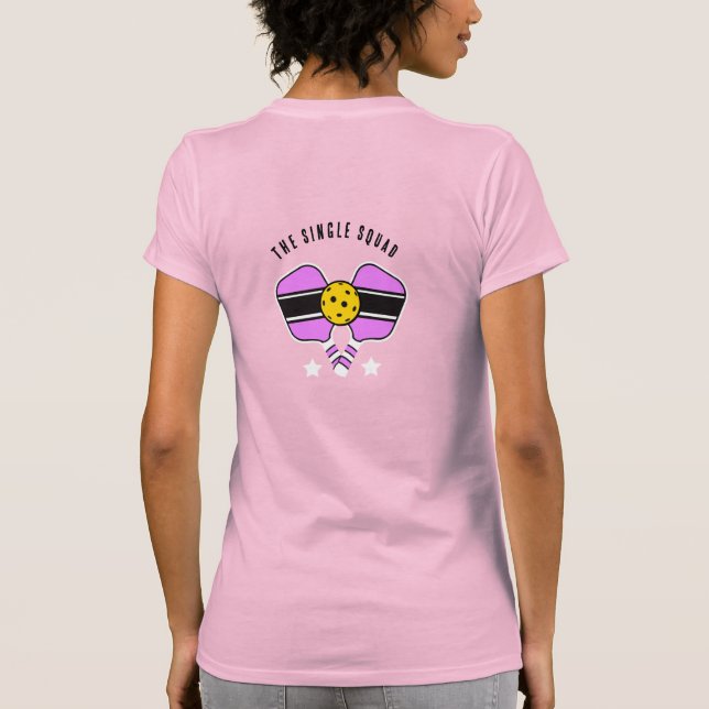 Camiseta Design Pickleball rosa Nome personalizável T-Shirt (Verso)