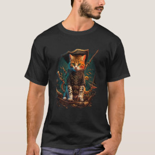 Camiseta Design Pirata de Gato e Crossbones para Gato e Pir