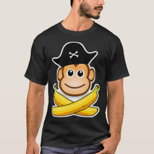 Camiseta Design Pirata de Macaco-Bebê para Crianças Piratas