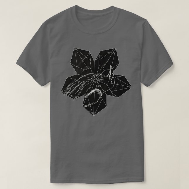 Camiseta Design preto de flor de Origami (Frente do Design)