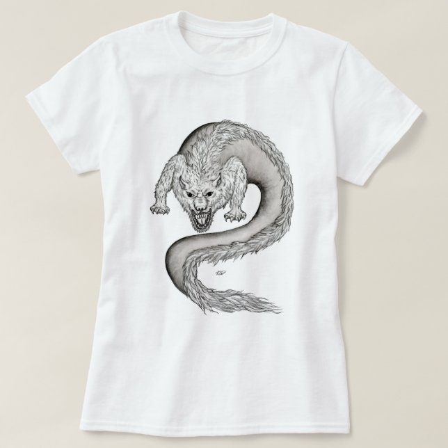 Camiseta Design preto e branco do Wolfdragon (Frente do Design)