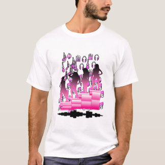 Camiseta Design preto e rosa colorido