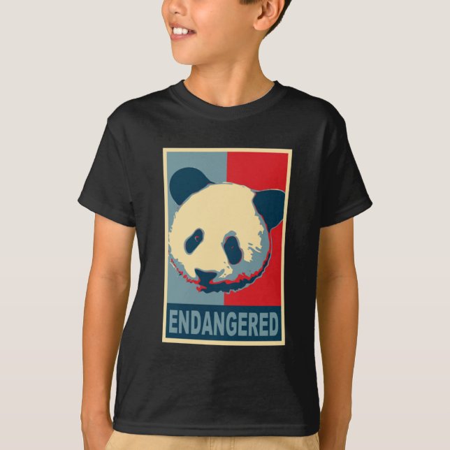 Camiseta Design psto em perigo do pop art da panda (Frente)