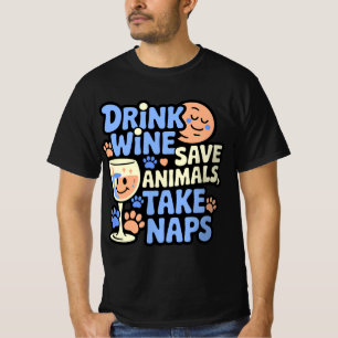 Camiseta Design retrô anos 70 amante de vinho animal