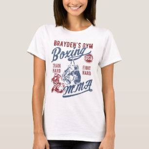 Camiseta Design Retro de Brayden's Gym Boxe Mma Para o Nome