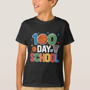 Camiseta Design Retro de Fã de Basquete de 100 Dias de Esco