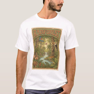 Camiseta design retrô de floresta tropical