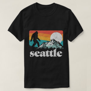 Camiseta Design Retro de Montanha do Pé-Grande de Seattle