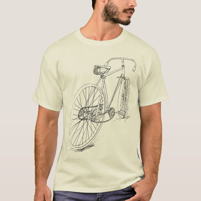 Camiseta Design retro do desenho da bicicleta no preto (Frente)