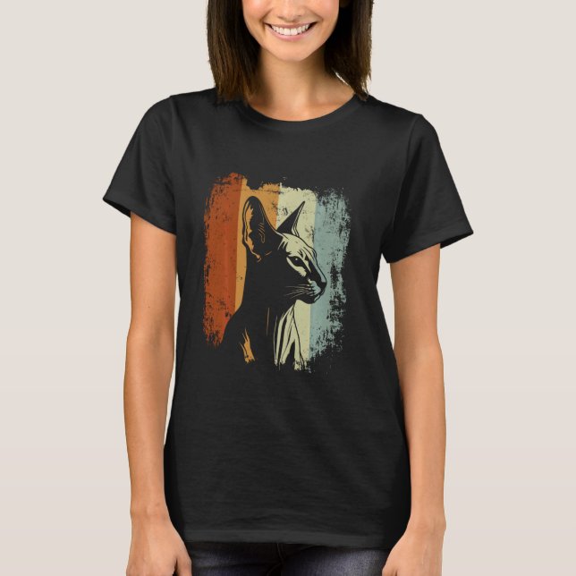 Camiseta Design Retro Gato Peterbald (Frente)