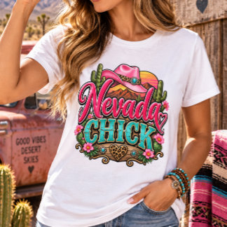 Camiseta Design Retro Ocidental de Caubói Feminino de Nevad