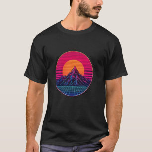 Camiseta Design Retro Onda Sintética 80s Pôr do Sol & Monta
