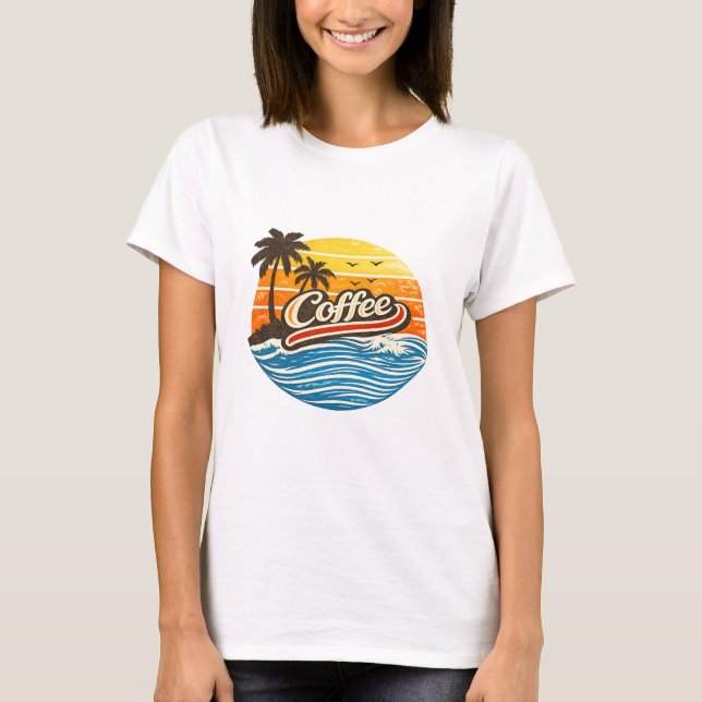 Camiseta Design Retro Pôr do Sol Café (Frente)