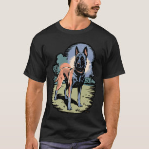 Camiseta Design Retro Pôr do Sol Pastor Alemão