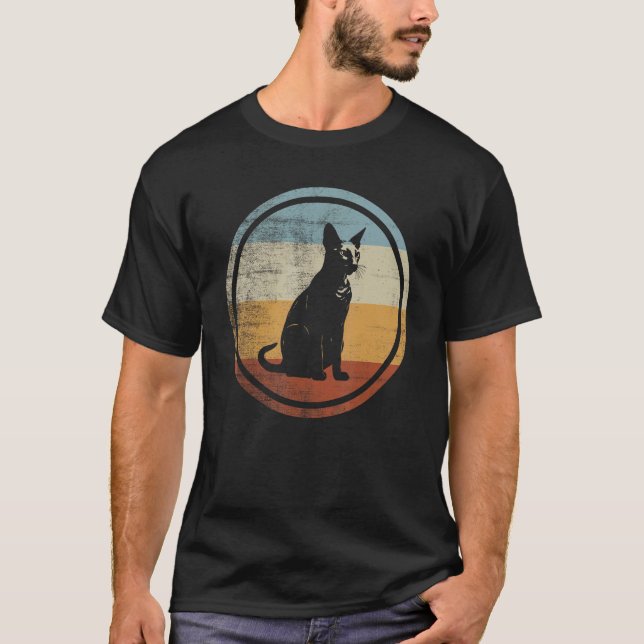 Camiseta Design Retro Vintage Gato Peterbald (Frente)