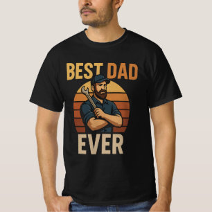 Camiseta Design Retromecânico do Melhor Pai Nunca Dia dos