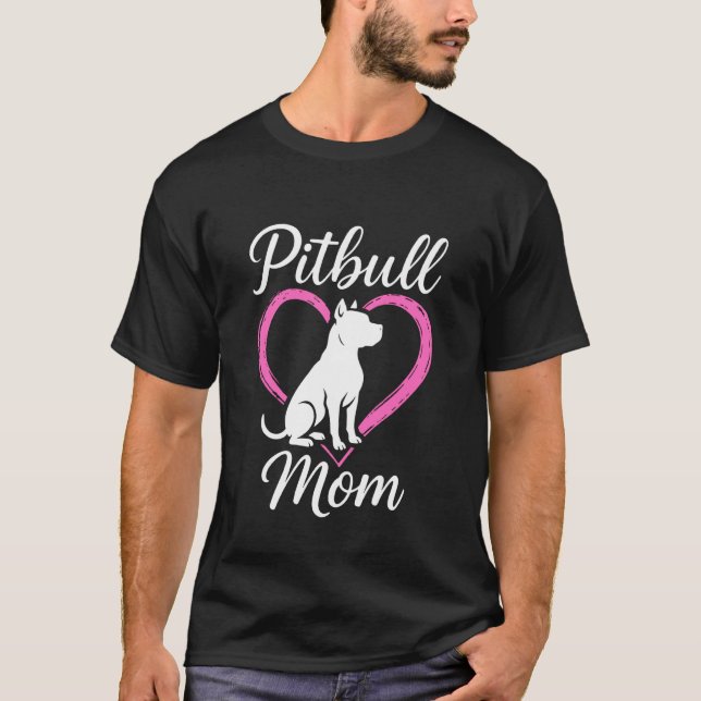 Camiseta Design Silhueta Coração Mãe Pitbull (Frente)