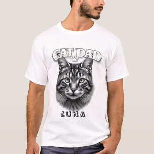 Camiseta Design Simples Fofo Personalizado Pai de Gato Aman