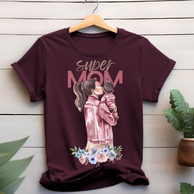 Camiseta Design Super Mãe Watercolor (Criador carregado)