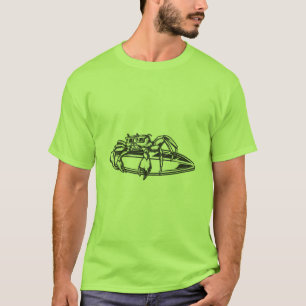 Camiseta Design surfando do surf do vintage do caranguejo