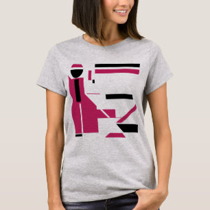 Camiseta Design T - Arte Geométrica Preta Burgundy