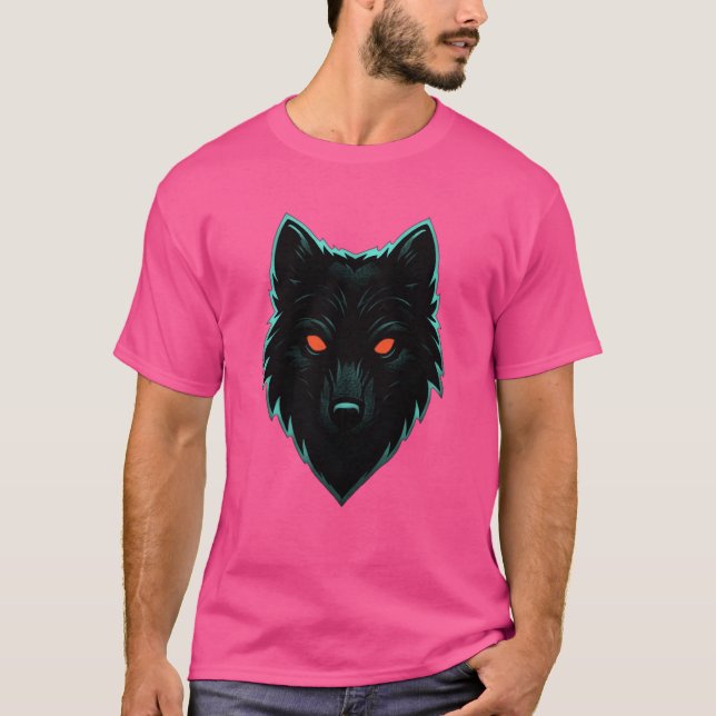 Camiseta Design T-Shirt Mystic Neon Wolf (Frente)