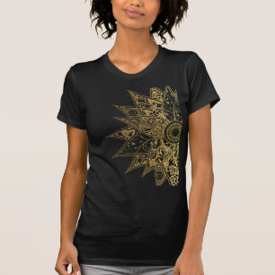 Camiseta Design tirado do henna da flor mão na moda bonito