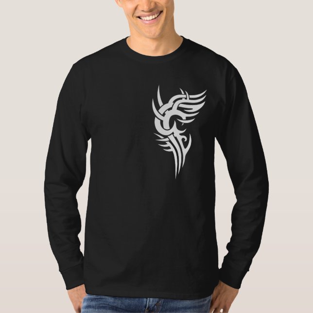 Camiseta Design tribal branco 4 da caixa de 2 partes (Frente)