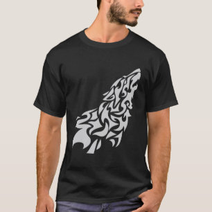 Camiseta Design Tribal de Lobo Uivando – Arte Ousada e Maje