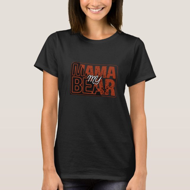 Camiseta Design Urso Mãe Vermelho Preto (Frente)