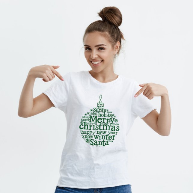 Camiseta Design Verde da Bola de Árvore de Natal Feliz (Criador carregado)