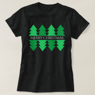 Camiseta Design Verde de Natal Simples Preto