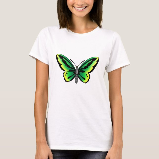 Camiseta design verde do tatuagem da borboleta (Frente)