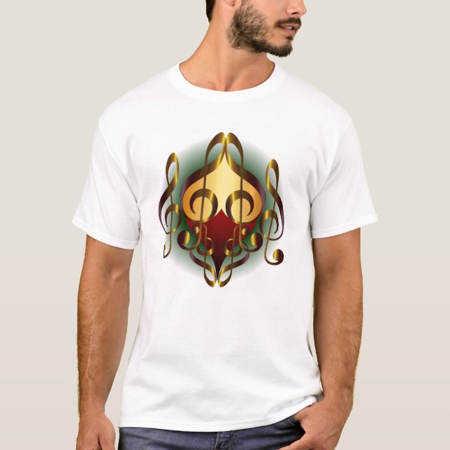 Camiseta Design Verde Música e Corações (Frente)