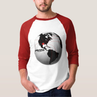 Camiseta design vermelho do globo do T TX do basebol do